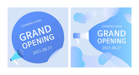 Grand opening banner design with a megaphone.のイラスト素材