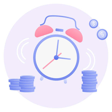 Vector illustration of an alarm clock and coins.のイラスト素材