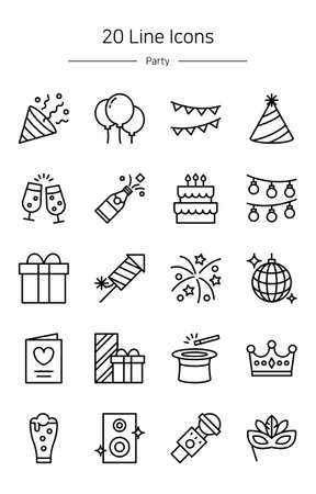 Thin line party icons set.のイラスト素材