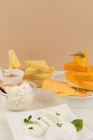 cheese collection, ivory background