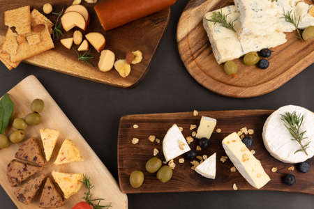 cheese collection, black backgroundの写真素材