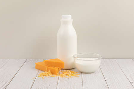 milk and cheddar cheese yogurtの写真素材