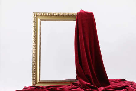 dark red fabric texture background frameの写真素材