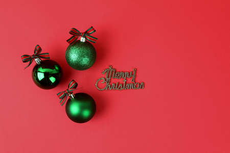 Christmas ornaments in red background