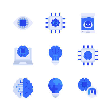 artificial intelligence, future technology robotics robot concept vector icon seriesのイラスト素材