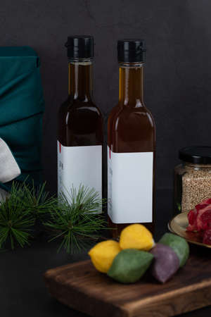 Korean holiday Chuseok and Seol gift set of rice cake, sesame oilの写真素材