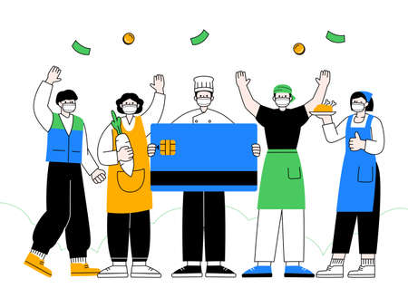 covid era, self employed and small business owners receiving government support fundのイラスト素材