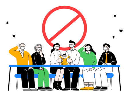 covid era, family banned from gathering on holidaysのイラスト素材