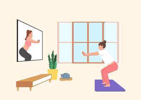 home training with videos at homeのイラスト素材