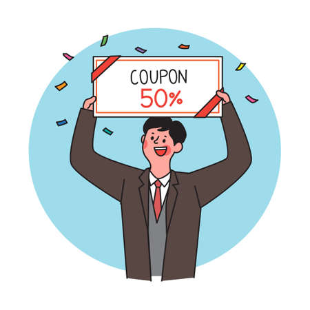 high school student celebrating after exam with shopping coupon