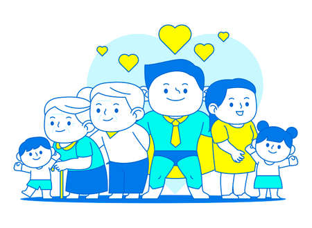 insurance sales concept, super hero introducing insurance for various situations and accidentsのイラスト素材