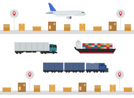 various types of logistics, shipping deliveryのイラスト素材