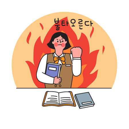high school student celebrating after or preparing examのイラスト素材