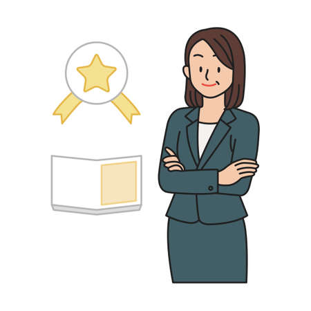 a confident female employee who's crossing her armsのイラスト素材