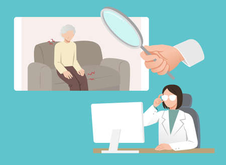 remote medical examination and care illustrationのイラスト素材
