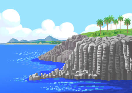 Daepo columnar joint landscape in Jejuのイラスト素材