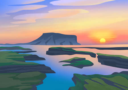 View of Seongsan Ilchulbong Peak from Gwangchigi Beach, Jejuのイラスト素材