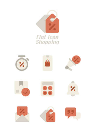 shopping theme flat vector icon setのイラスト素材