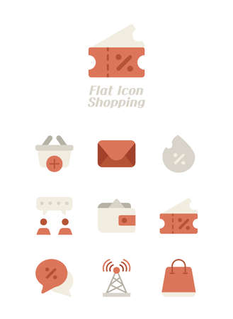 shopping theme flat vector icon setのイラスト素材