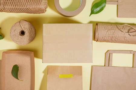 protect earth and environment concept, paper packageの写真素材