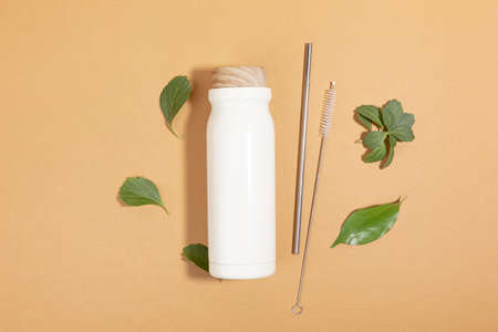 protect earth and environment concept, tumbler and stainless steel straw