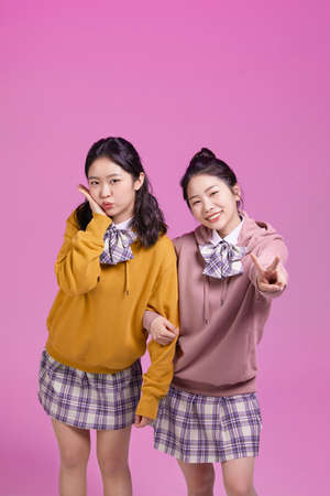 mz generation, asian girl students who are playing playful
