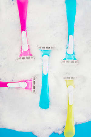waxing products, shaver and shaving foamの写真素材