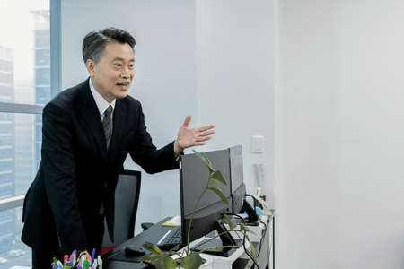 business concept asian korean man with motionsの写真素材