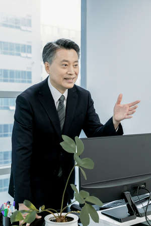 business concept asian korean man with motionsの写真素材