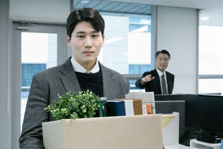 business concept asian korean old and young two men, different generations male man boss and...