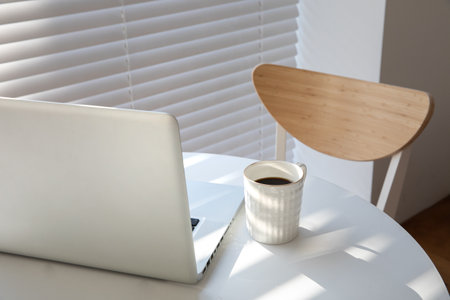 relax cozy objects and background with notebook, coffee, chair