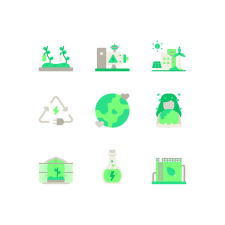 eco friendly green energy vector icon seriesのイラスト素材