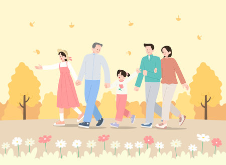 saving the earth, family walking in natureのイラスト素材