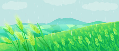 green grain farm backgroundのイラスト素材