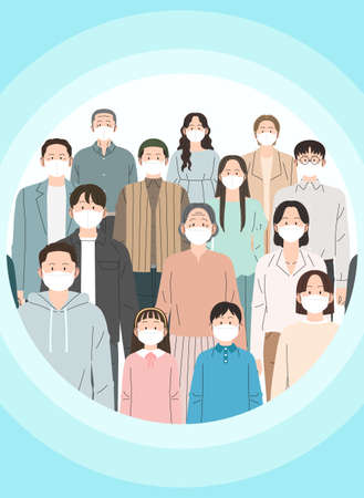 collective immunity, coronavirus vector illustrationのイラスト素材