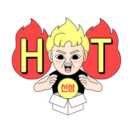 Korean slang, funny trendy word caption in face emoji_new itemのイラスト素材