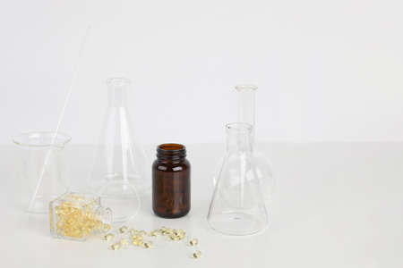 a study of medicine, white background, medical creative concept photoの写真素材