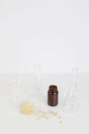 a study of medicine, white background, medical creative concept photo