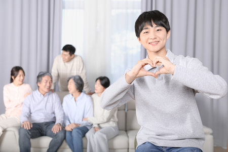 Asian Korean Family_teenager Close-upの写真素材