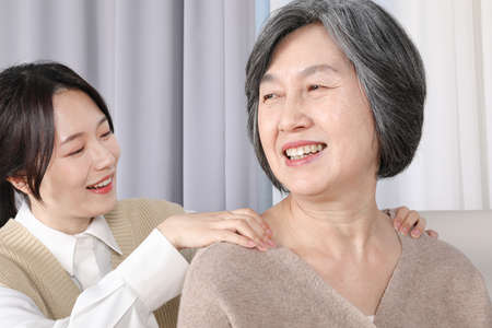 Asian Korean Family_Massagingの写真素材