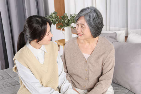 Asian Korean Family_Grandmother Wei Moon-On Grandsonの写真素材