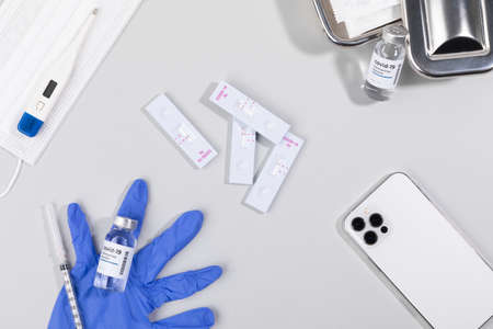 covid self testing kit with negative resultの写真素材