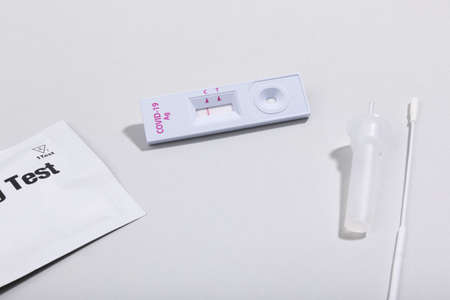 covid virus test kit with negative resultの写真素材