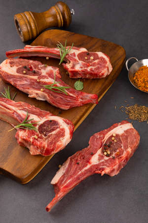 raw lamb ribs in seasoning
