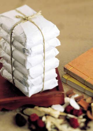 Traditional medicine wrapped and tied with paper