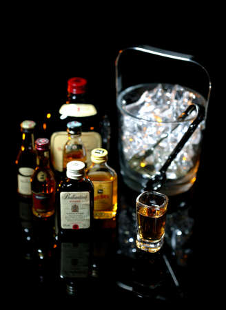 Alcoholic drinks with a bucket of ice