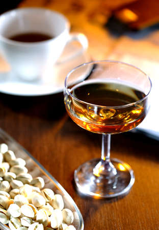 Close up of a liquor glass