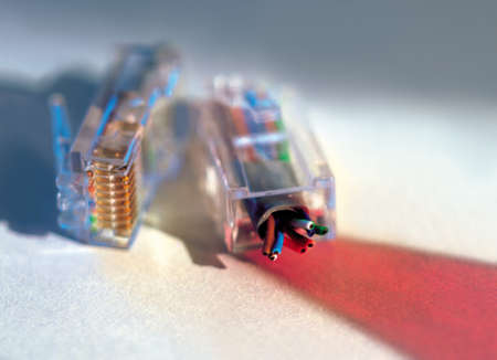 Close up on two network connectors