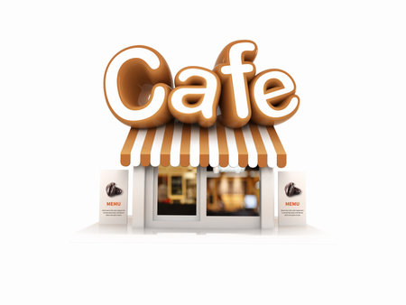 Simple, stylish and 3D character cafe icon graphicの写真素材