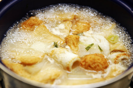 More delicious hot fish cake soup in winter full of nutrientsの写真素材